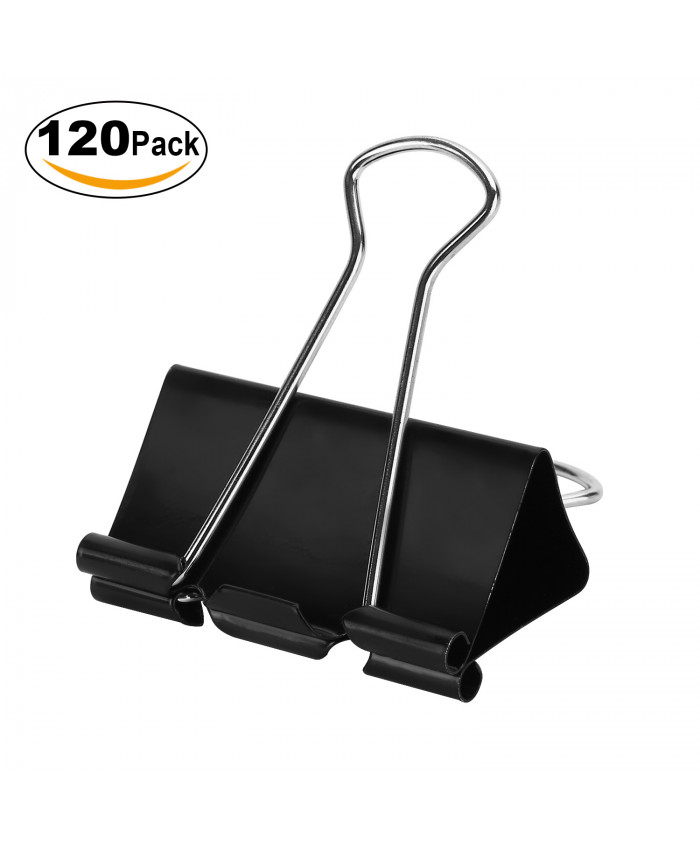 TOROTON Mini Metal Binder Clips, Black, 1/2 inch Size per Capacity, 120 Pieces -Multi-purpose Clip